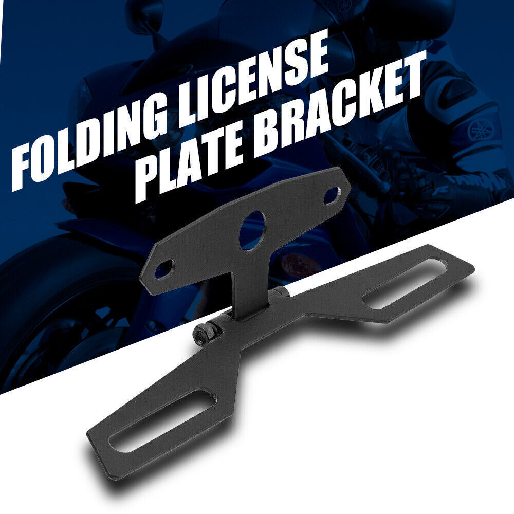 Motorcycle Adjustable Folding License Plate Bracket Stand Tag Tail Light Holder