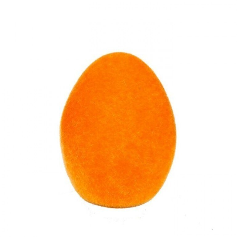 ORANGE TERRACOTTA FLOCKED EASTER EGG 4" Easter Decor