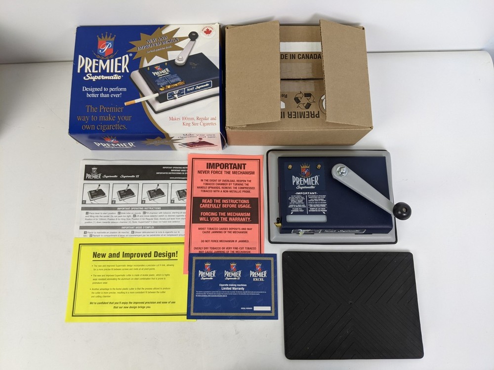 PREMIER Supermatic Cigarette Injector Machine Makes 100mm Regular & King