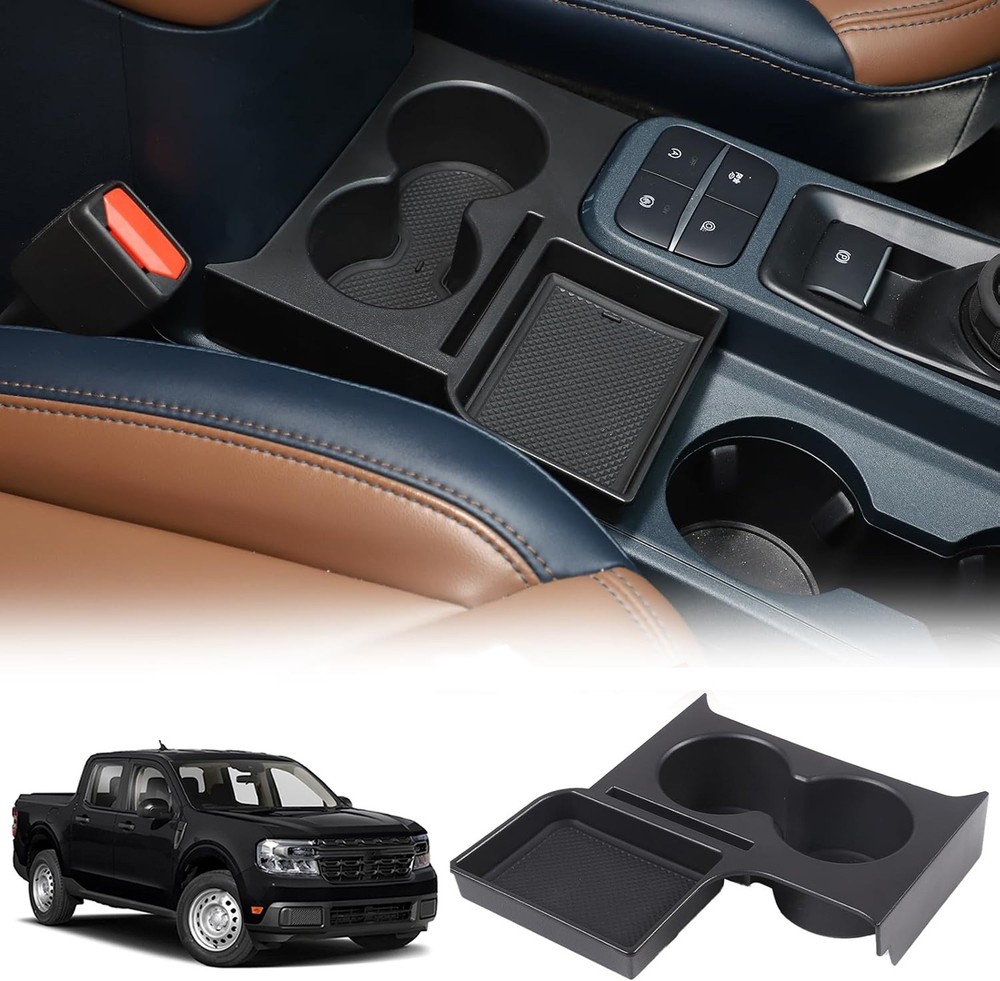 Black Center Organizer Storage Box Console Cup Holder For Ford Maverick 22-2025