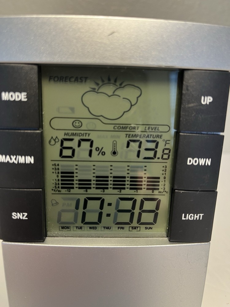 Silver Black Clock Weather Forecast Station Wall or Desktop