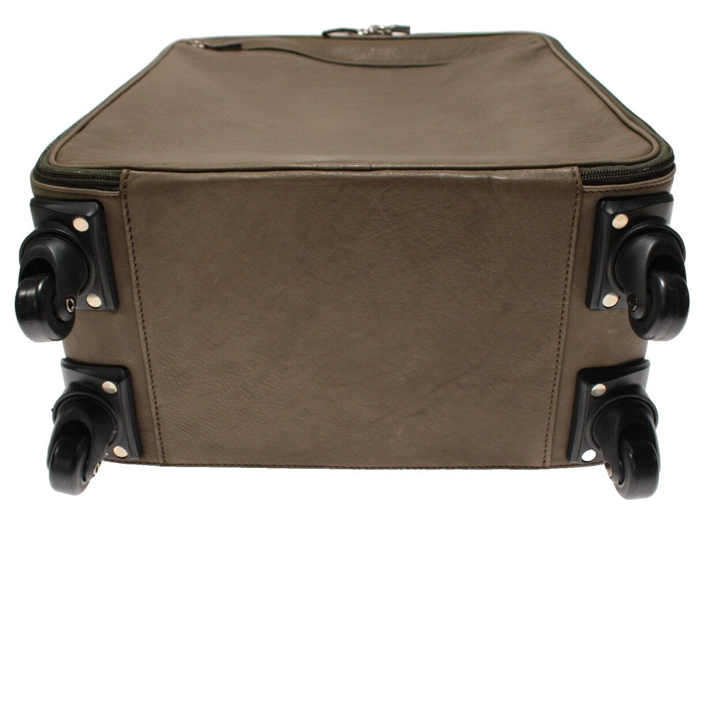 Luciano Barbera NWOT Leather Roller Suitcase in Solid Olive Green