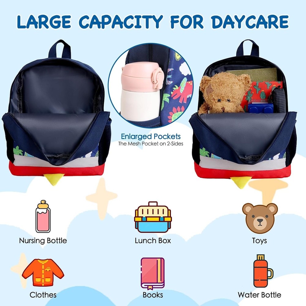 Kids Backpack- Cute Dinosaur Backpack with Safety Leash