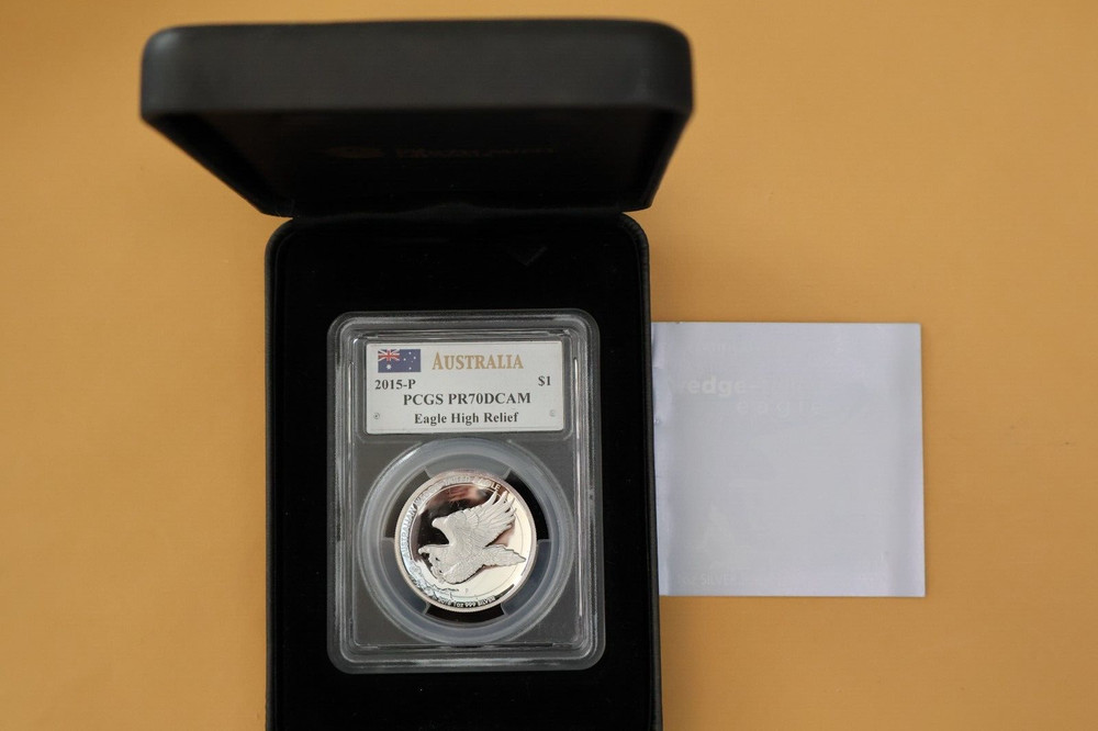 2015-P Australia PCGS MS70 Wedge-Tailed Eagle John Mercanti Signed - Toning