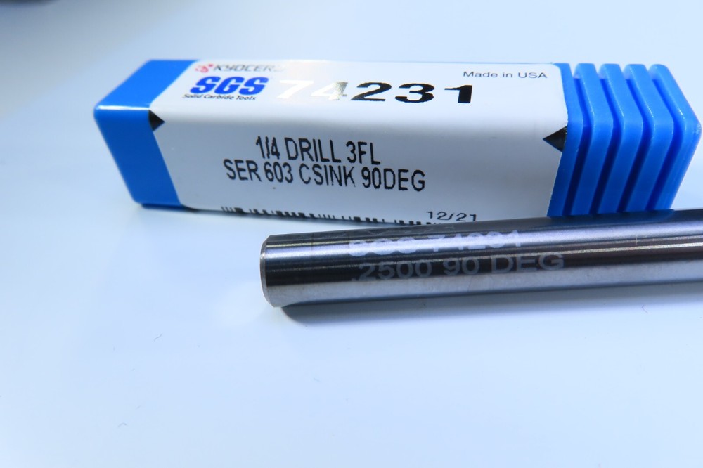 NEW 1/4" SGS KYOCERA 74231 SOLID CARBIDE BUR COUNTERSINK CHAMFERING BURR TOOL