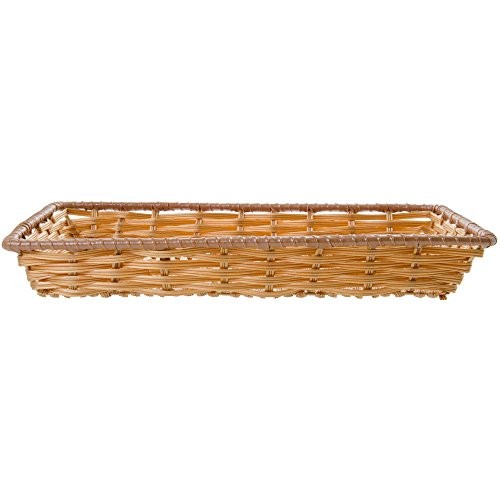 HUBERT® Wicker Basket Rectangular Natural Plastic - 18"L x 12"W x 2 1/2"D