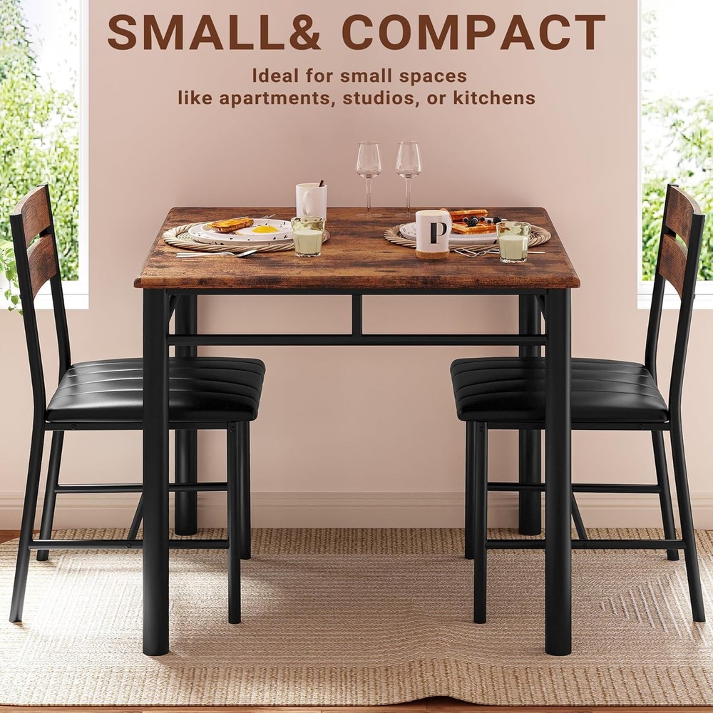 Dining Table Set 2 Small Kitchen Table W/ Upholstered Chairs Dinning Table Set