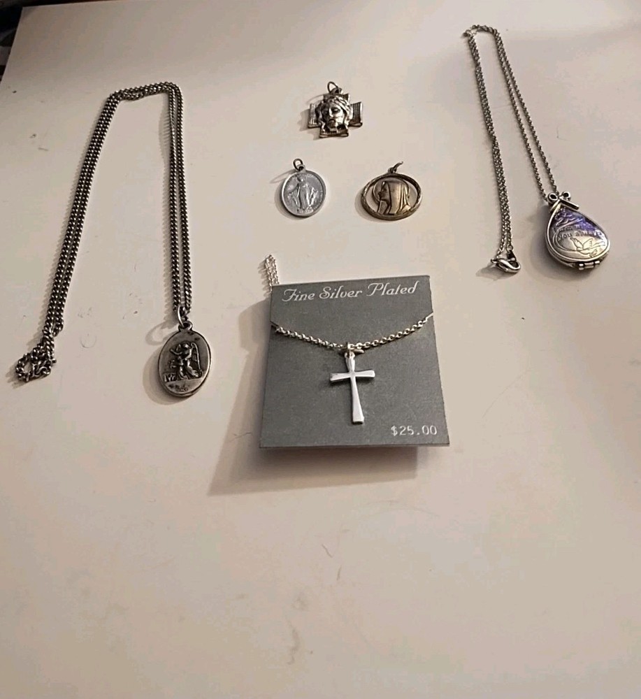 Religious Pendants Silver-tone Lot Of Five