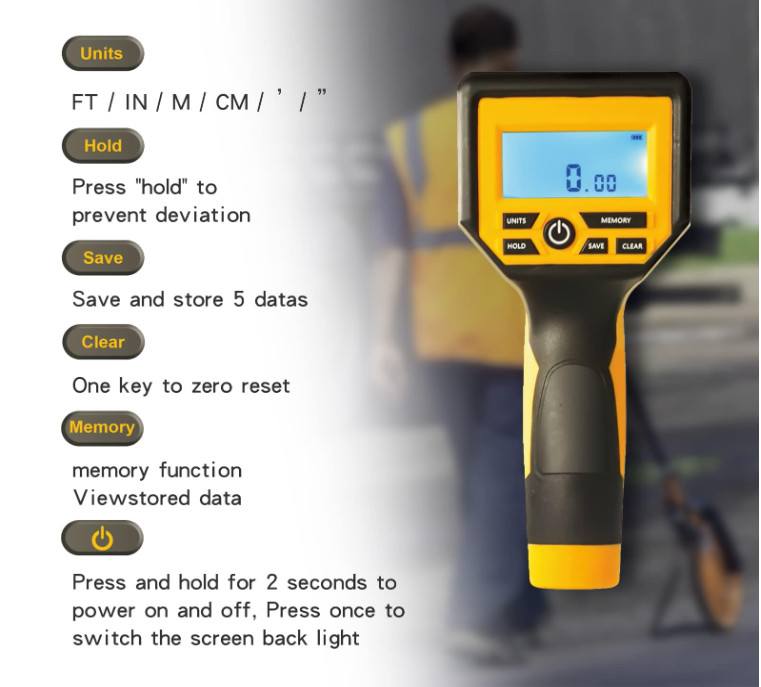 Measuring Wheel Digital Display, 3-Sections Foldable, Imperial/Metric Measure