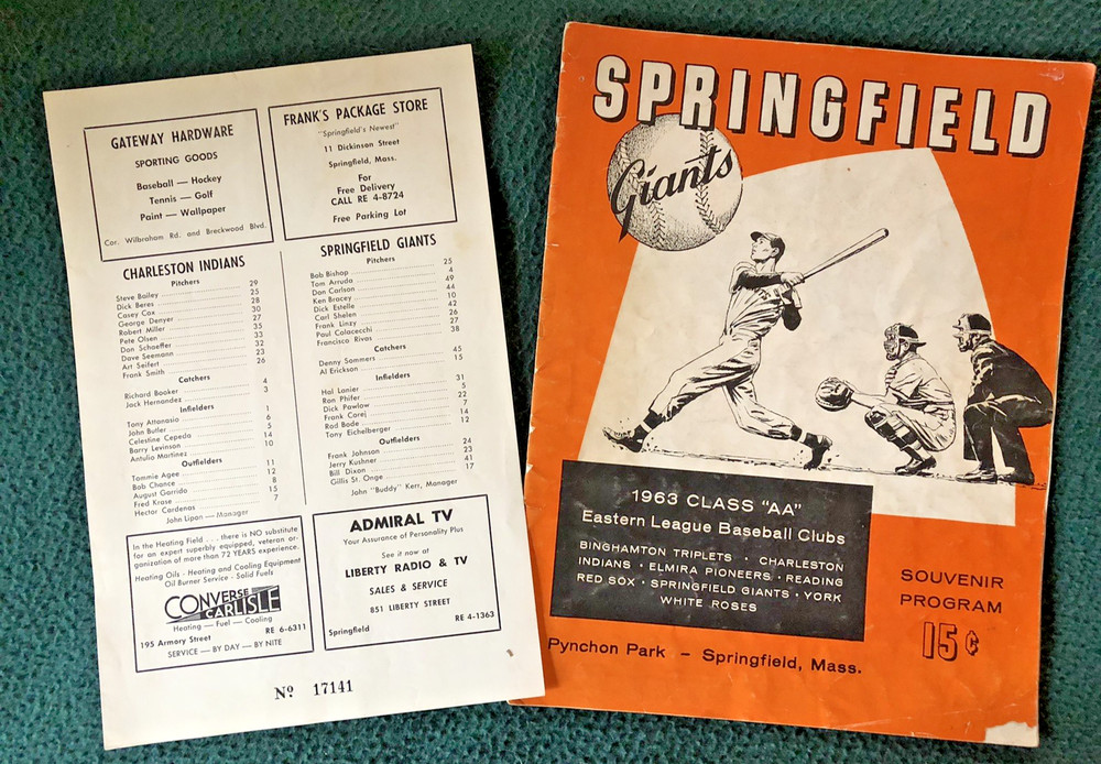 Springfield Giants Class "AA" BASEBALL AUTOGRAPHS 1963 Al Erickson & Frank Corej