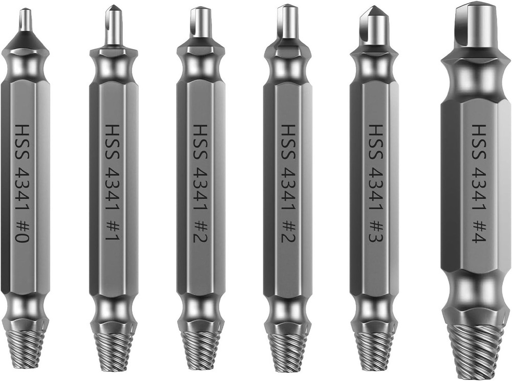 Dual-Head 6 Piece Screw Extractor Set - Fast & Efficient Removal Solution