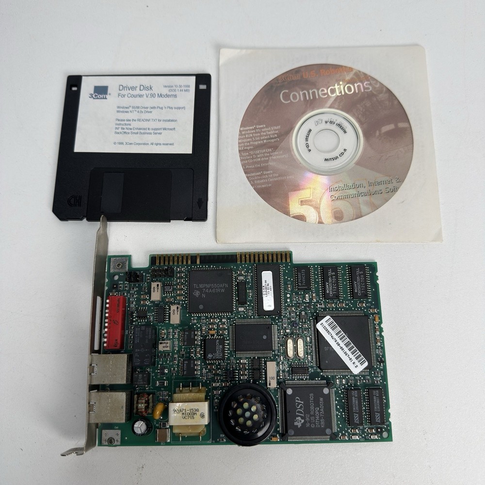 US Robotics Courier Vintage Modem Card 1995 With Driver And Install Software