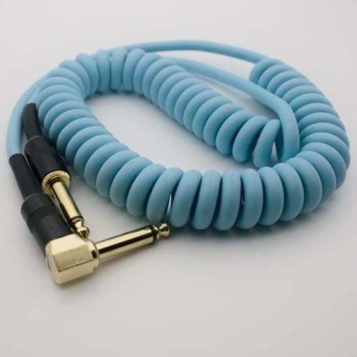 10ft Coiled Guitar Cable - Stretchable Curly Instrument Cable, 1/4" Right Angle