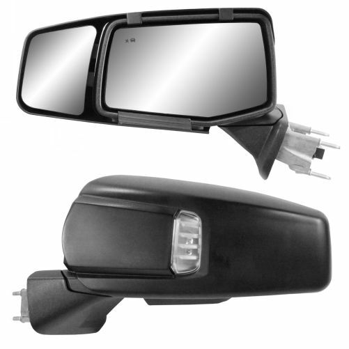 K-Source 80930 Towing Mirrors Snap-On Flat Manual Black Pair For Chevy GMC NEW