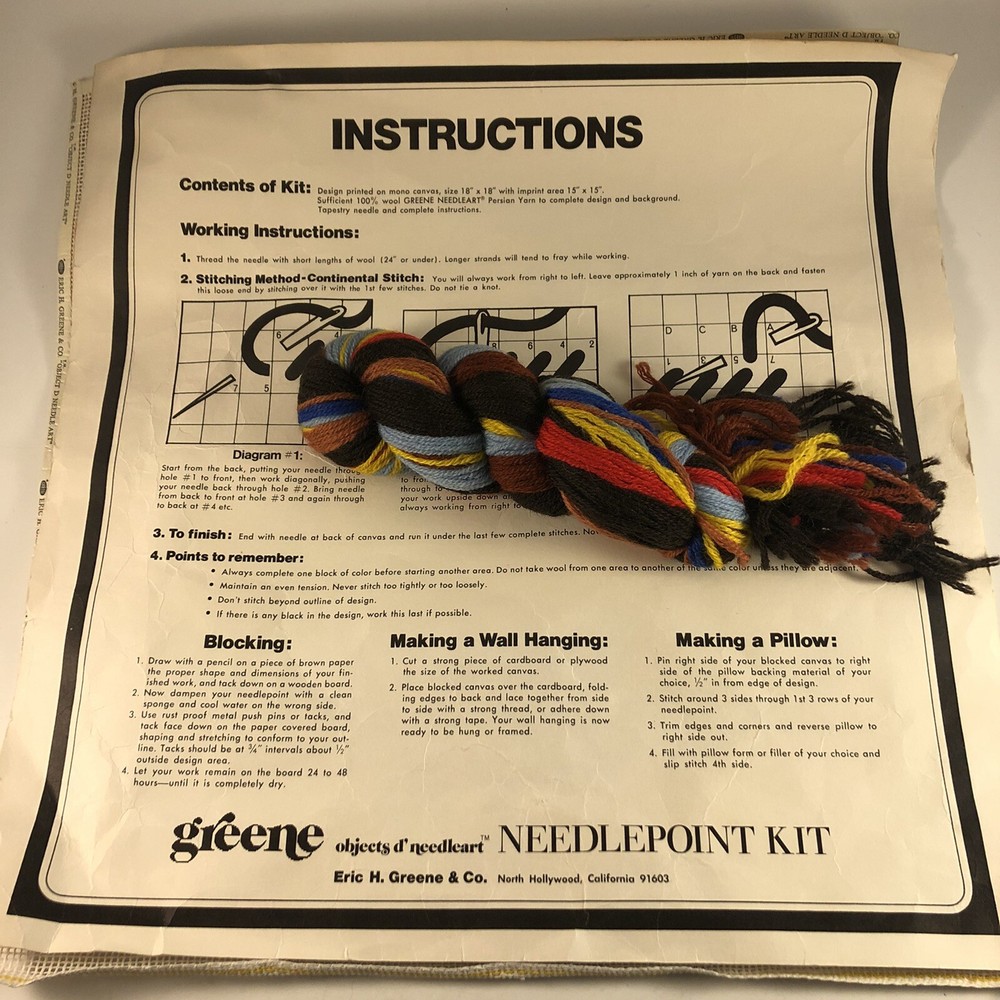 VTG GREENE Object d' NeedleArt APACHE Needlepoint Kit Needle Art Native American