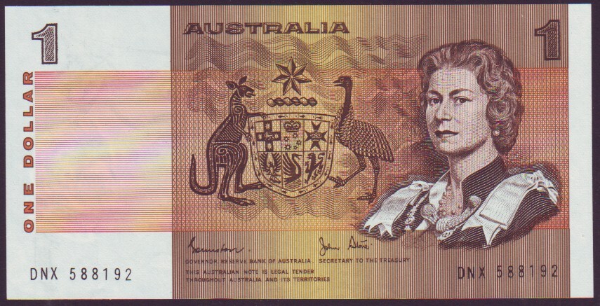 1982 AUSTRALIA LAST ONE DOLLAR NOTE ISSUED ***SCARCE**** UNCIRCULATED (F)