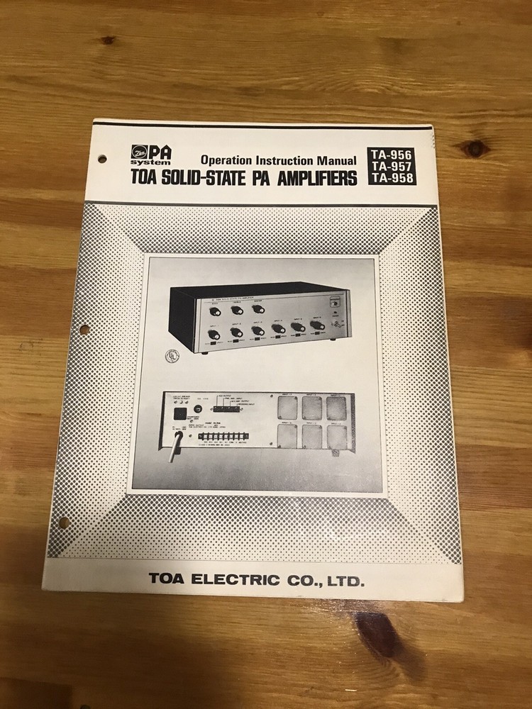 TOA Solid State PA Amplifier Operation Manual TA-956/957/958