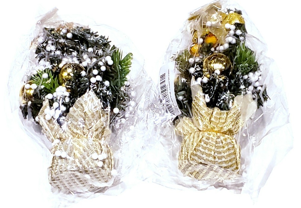 2 Pack Mini Christmas Tree Decor, Small Artificial Christmas Tree 8 Inch
