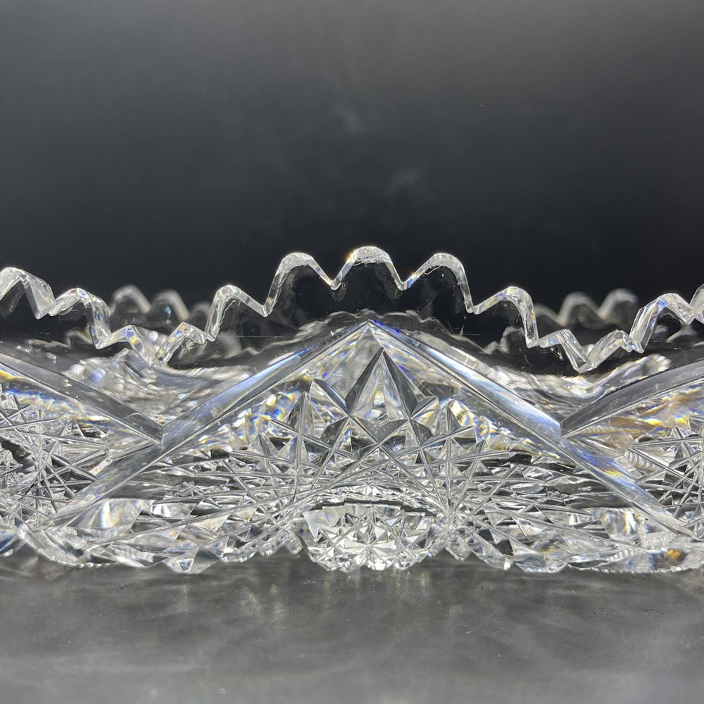 Heavy Glass Sawtooth Celery Dish