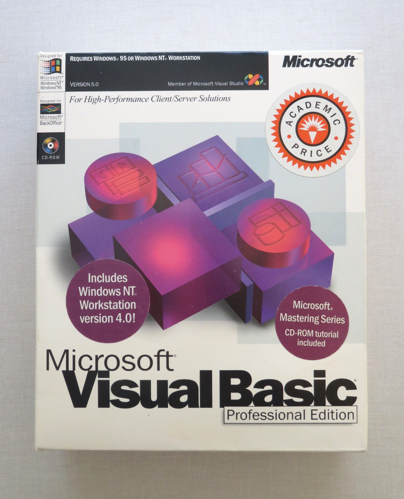 Microsoft Visual Basic 5.0 Professional Edition CD-ROM Software Open Box