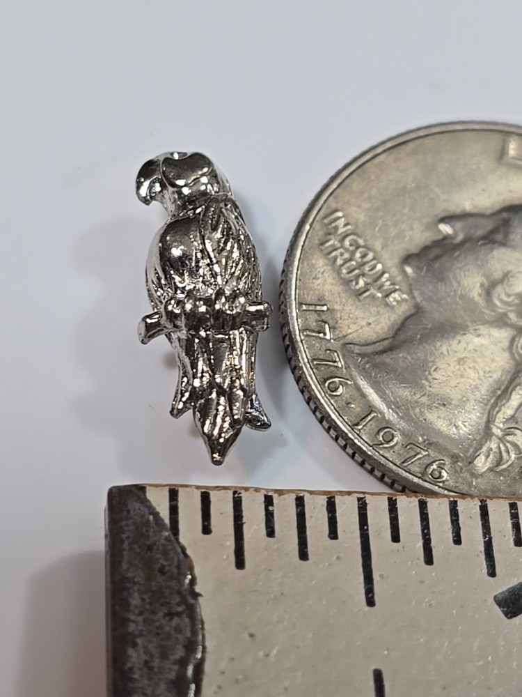 Parrot Lapel Pin Small 3-D Silver Color