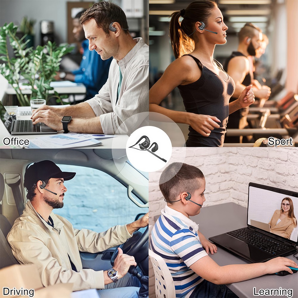 Mpow Bluetooth Headset Open Ear Headphones with Removable Noise Cancelling Mic
