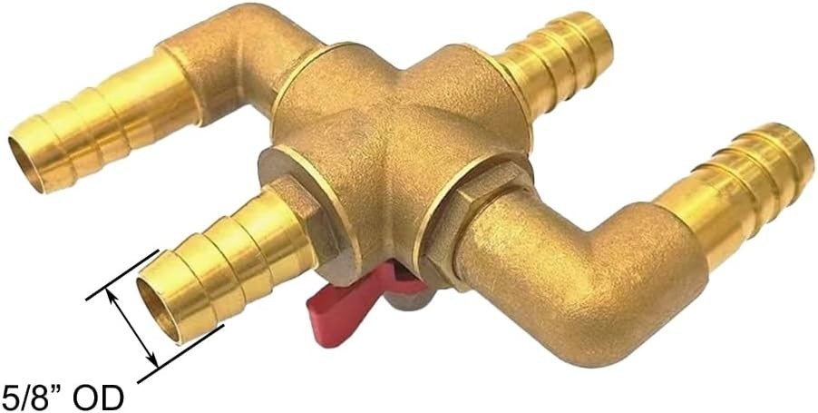 5/8" Heater Control Valve, 4-Way Automobile Heating Water Valve, Solid Brass
