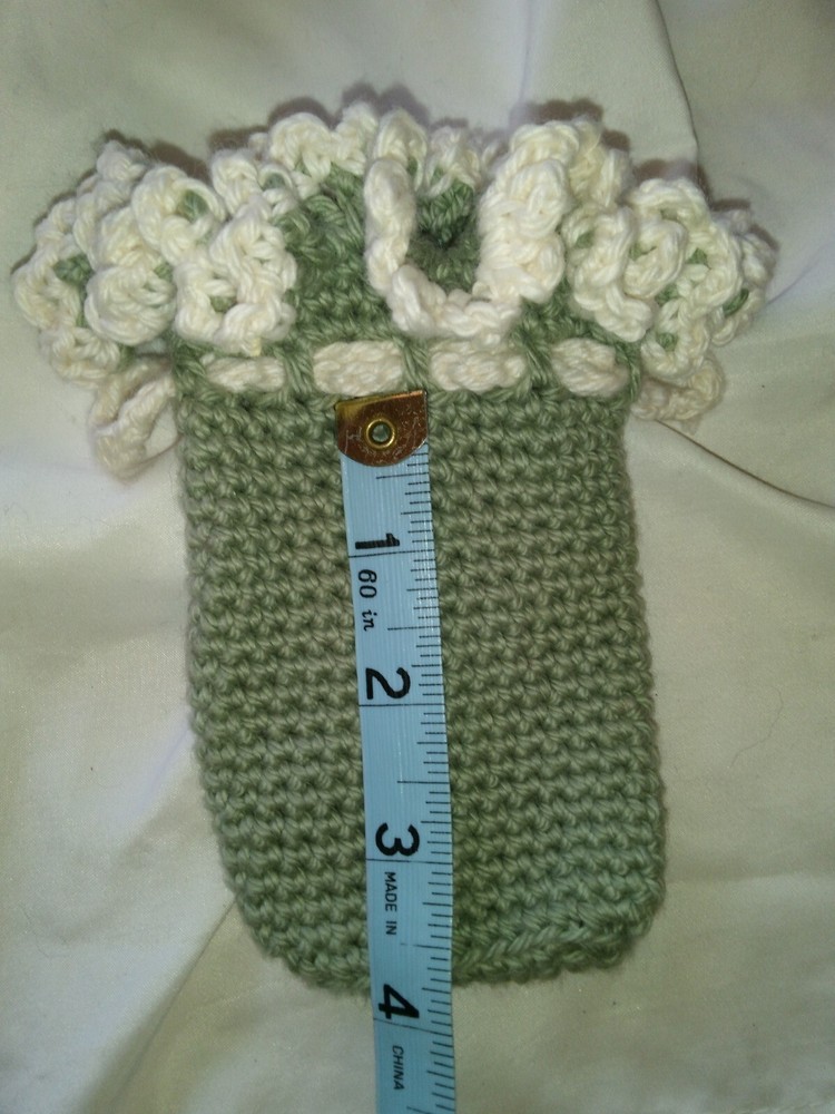 Gift Bag, Crochet Drawstring Pouch, Keepsake Sack, Rosary, Wristlet