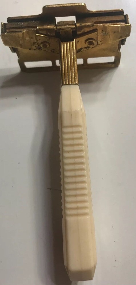 Gem Featherweight White Handle Gold Tone Razor Tiger 3