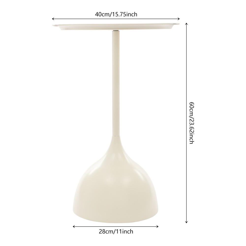 Modern Side Table, Round Side Table, Round Bedside Table Cream White New