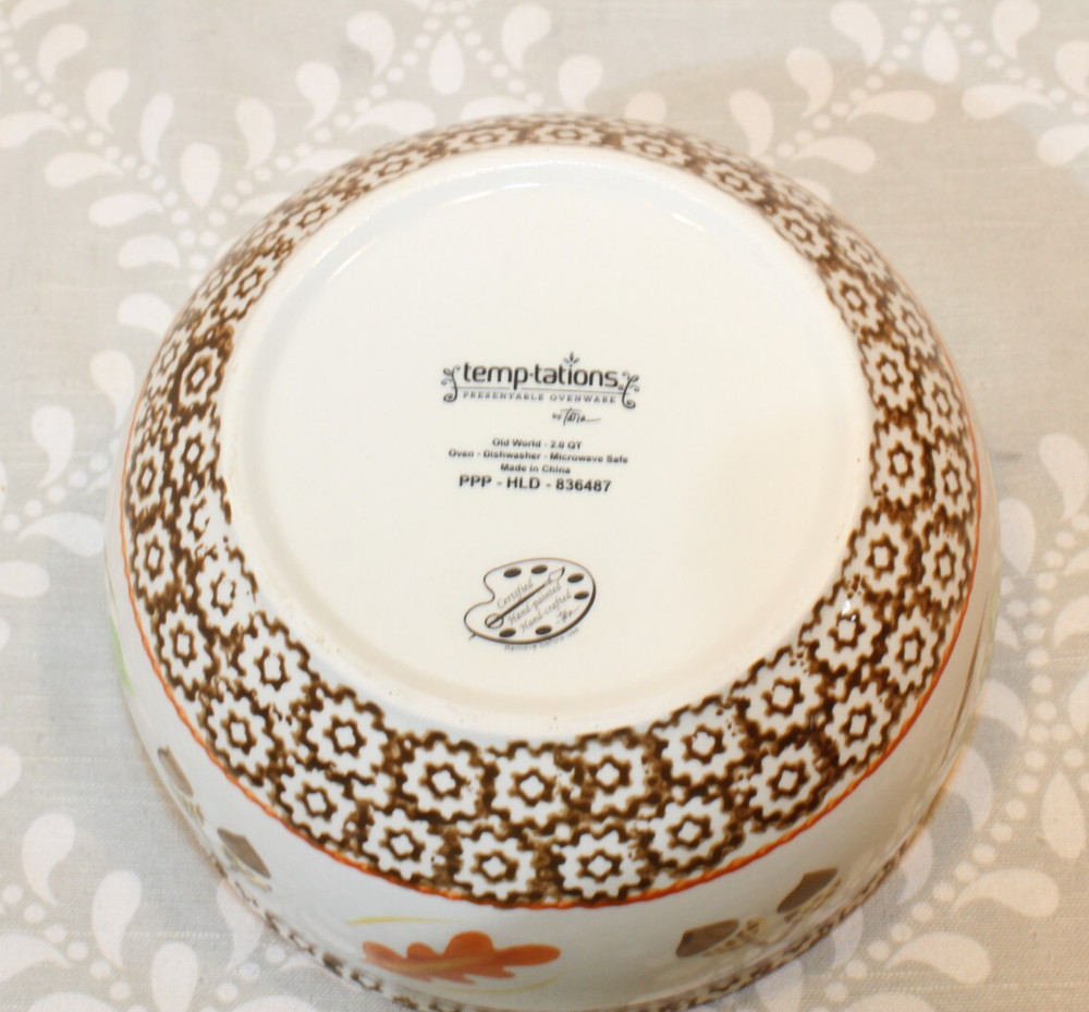5 PC Temptations Old World Stacking Nesting Mixing Bowl Set - Fall/Autumn Acorns