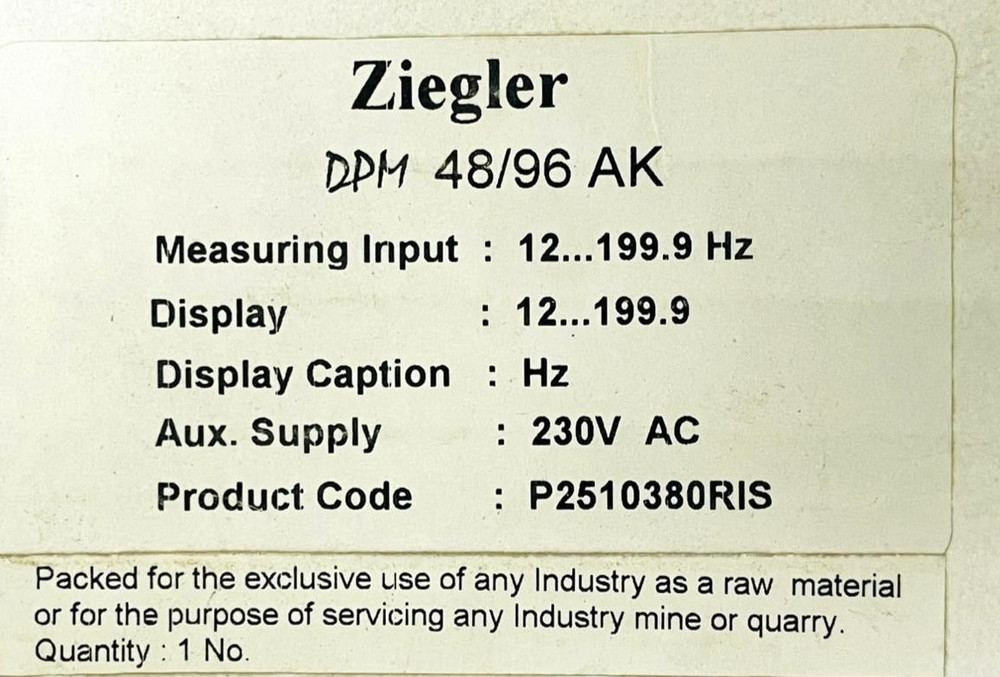 ZIEGLER DPM 48/96 AK Digital Panel Meter