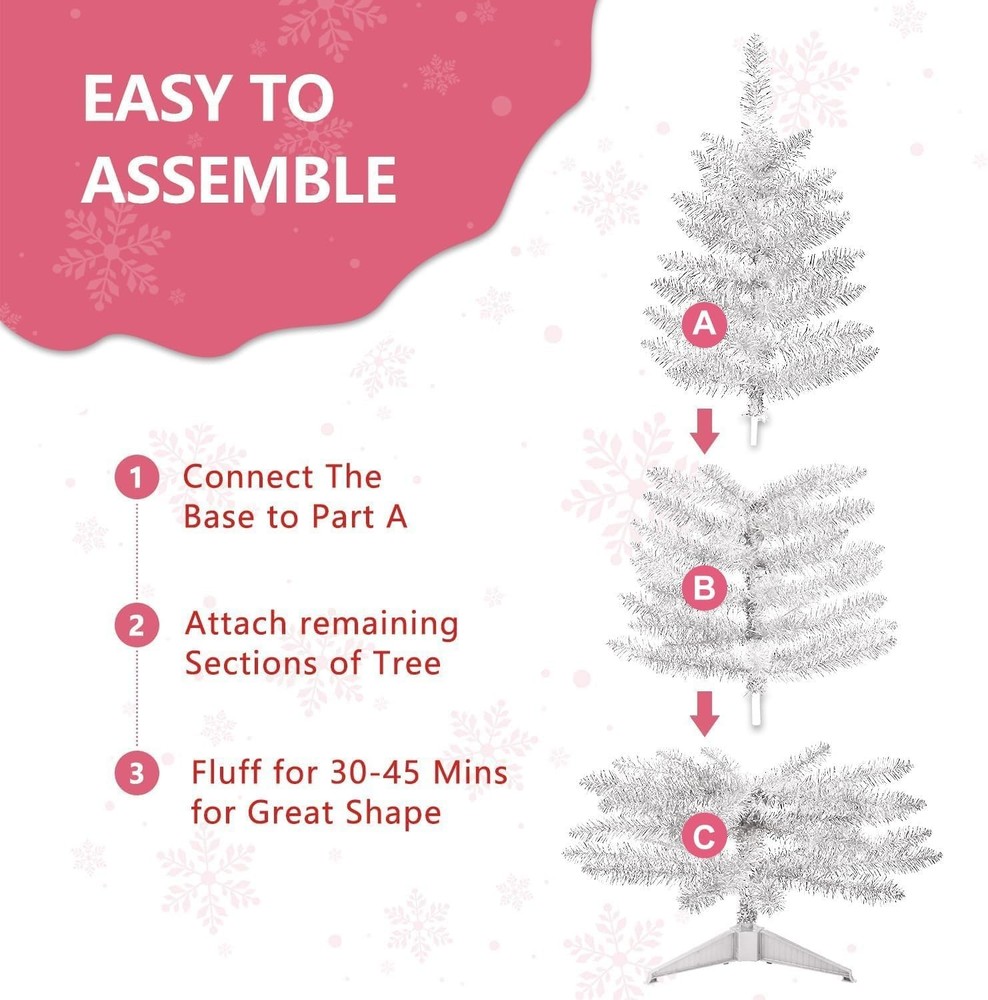 Stunning 4ft Artificial Silver Christmas Tree - Personalizable & Durable Décor