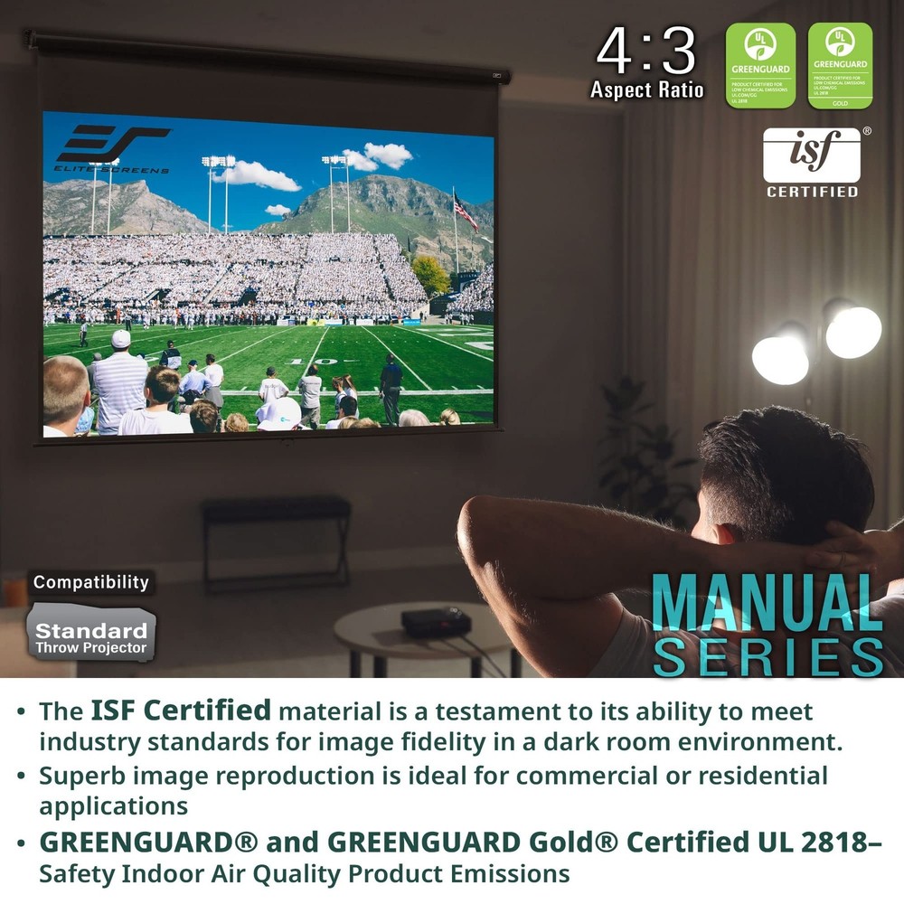Elite Screens Manual Series, 84-INCH 16:9, Pull Down Manual Projector Screen ...