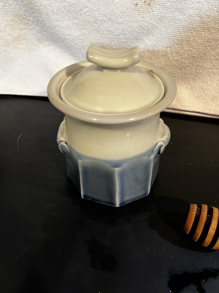 Vintage Studio Pottery Honey Pot Jar Signed 4.5