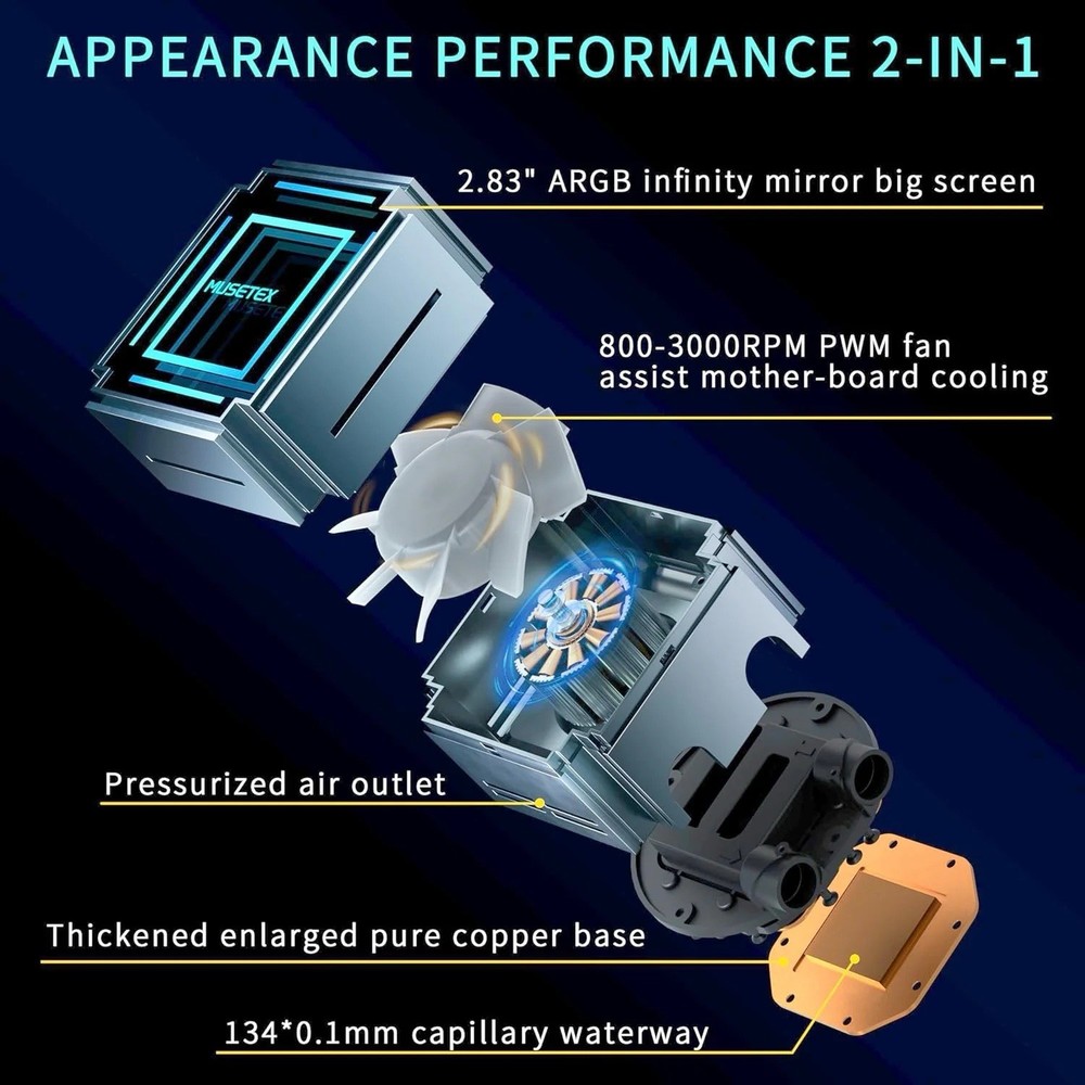 MUSETEX 240MM LIQUID CPU COOLER BLACK