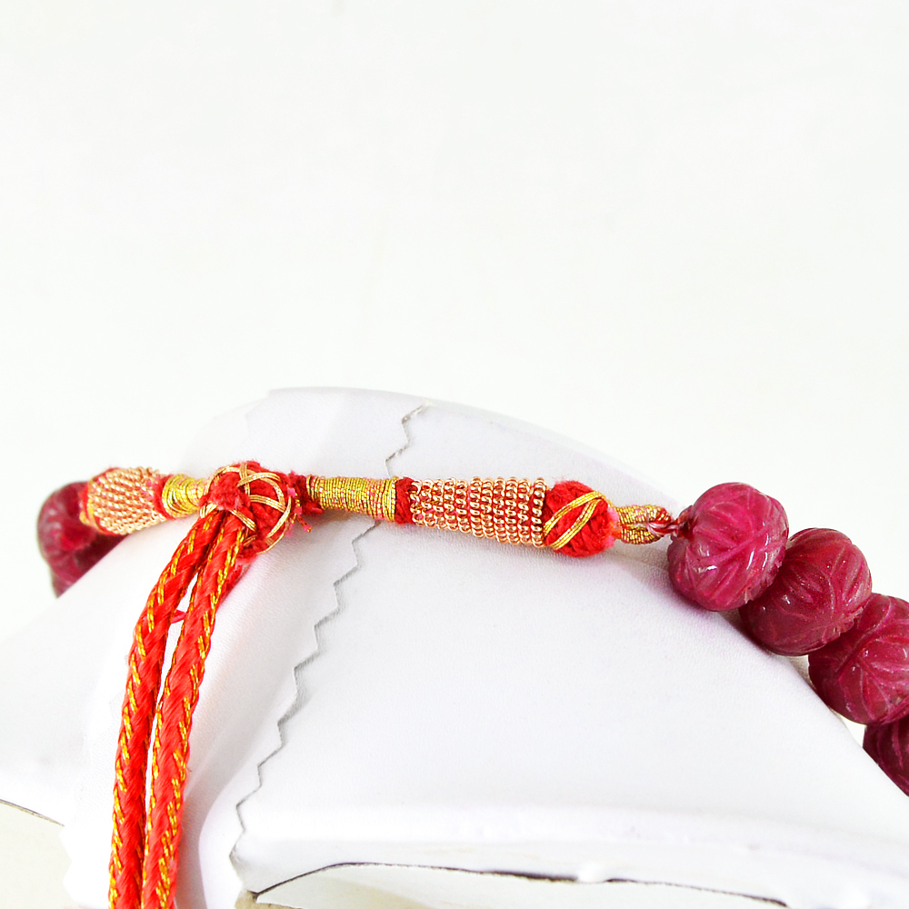 1132.00 CTS ENHANCED RUBY ROUND SHAPE CARVED BEADS NECKLACE (DG)