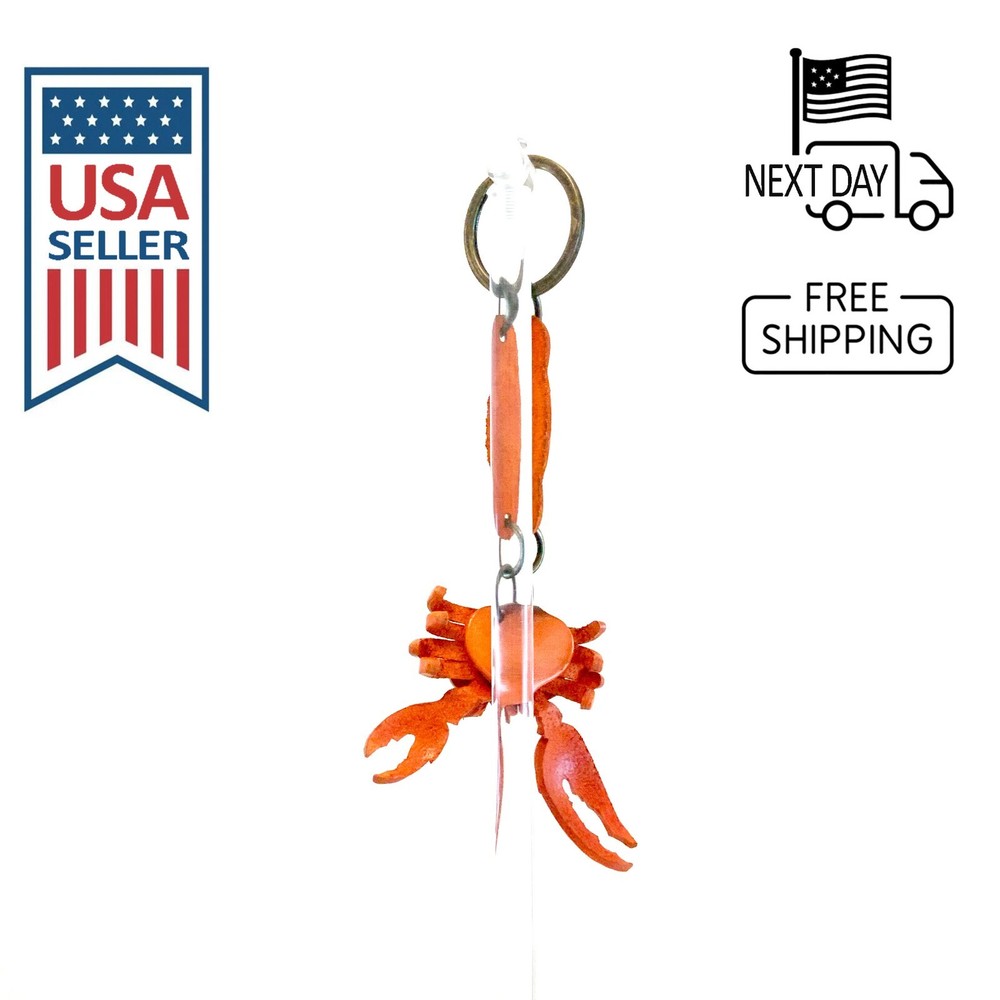 Crab Handmade Leather Keyring #1