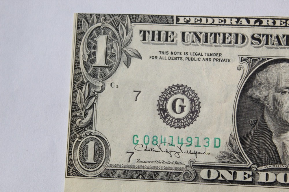 1988 A $1 Federal Reserve Note Misaligned Printing & Cutting Error, Uncirculated