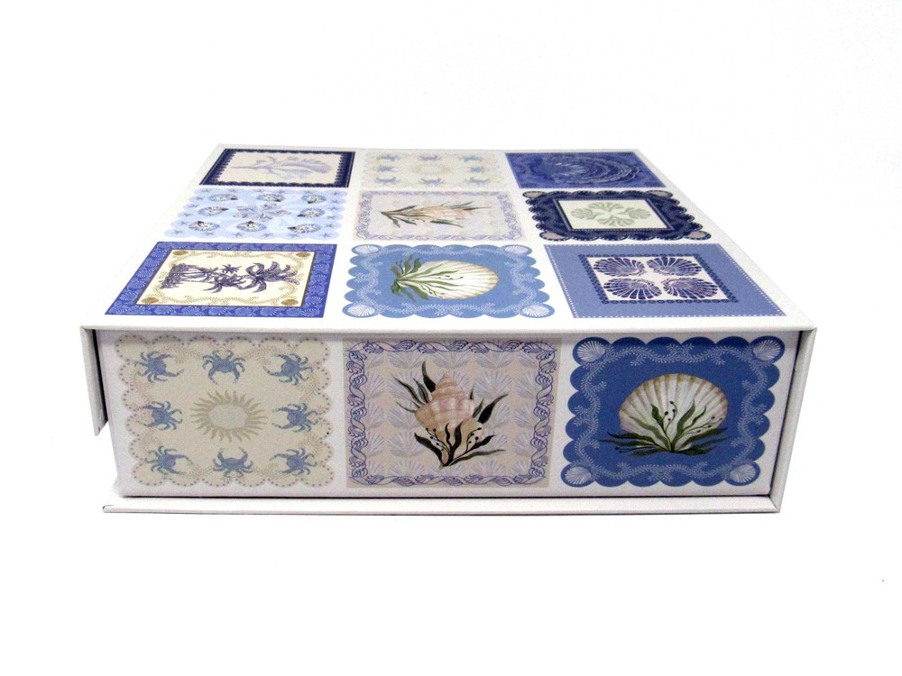 Punch Studio Keepsake Flip Top Nesting Box Blue Seashells 28258 Medium