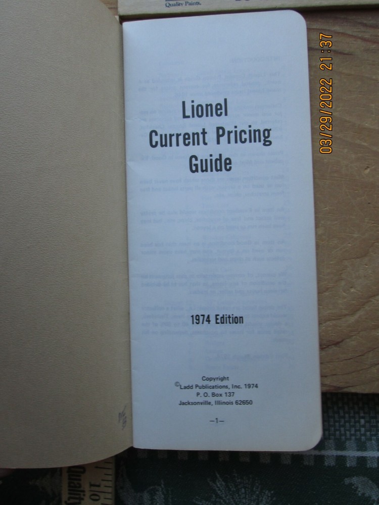 lionel current pricing guide 1974
