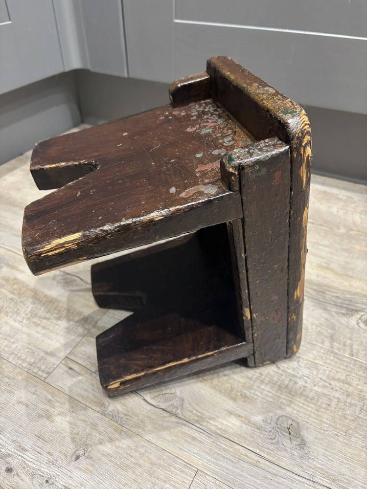 Small Vintage Chippy Rustic Stool / Footstool / Plant Stand