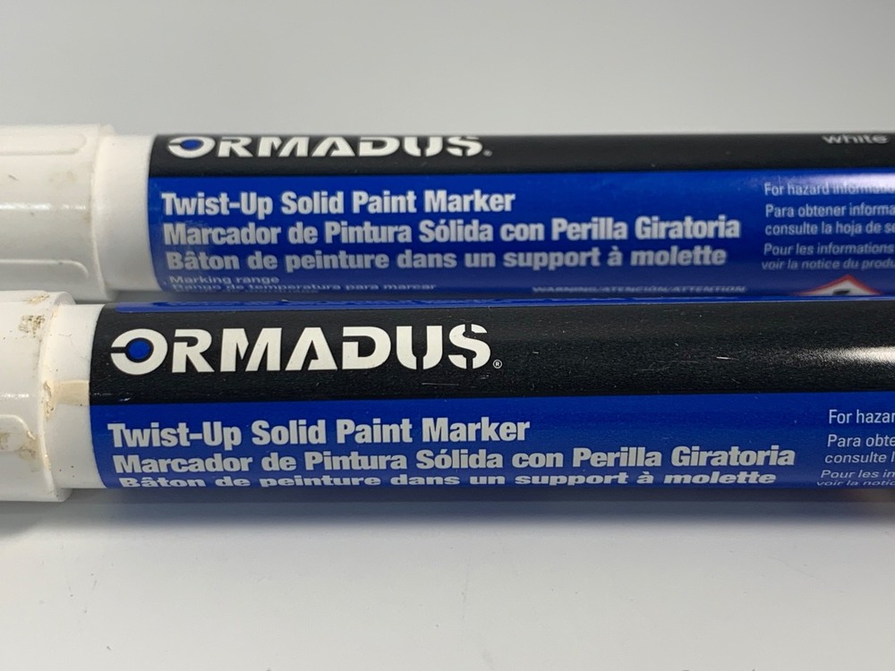 (2) Ormadus Solid Paint Permanent Marker, Twist-Up Tip, White