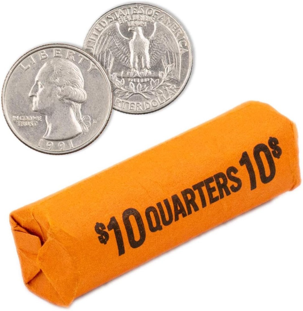 Quarter Flat Coin Wrappers, Solid Bundle of 100 100, Orange, Black