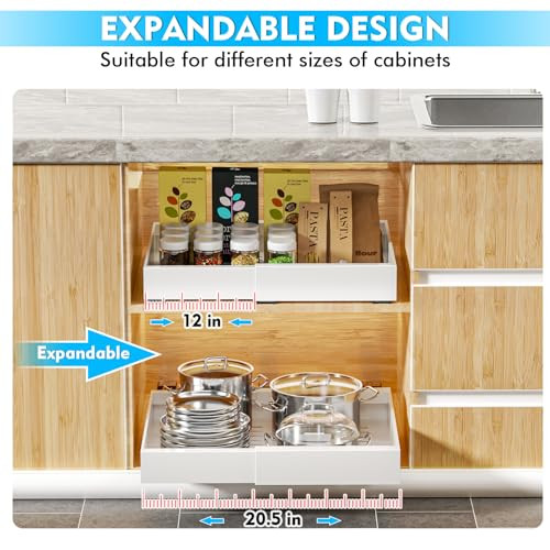 YFXCVSL Pull Out Cabinet Organizer 2Pack Expandable(12.6''-20.5'') - White