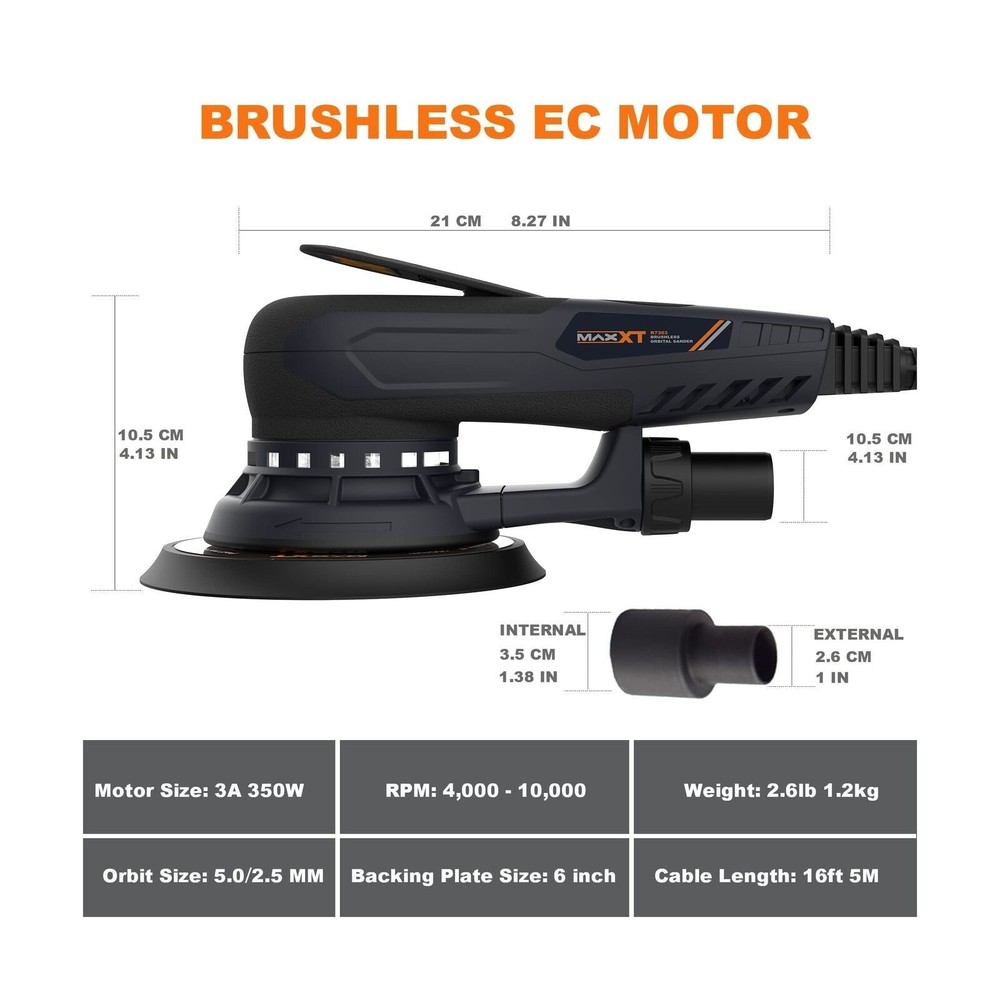 MAXXT Electric 5mm Random Orbital Sander Brushless 350W 3A Multi-function