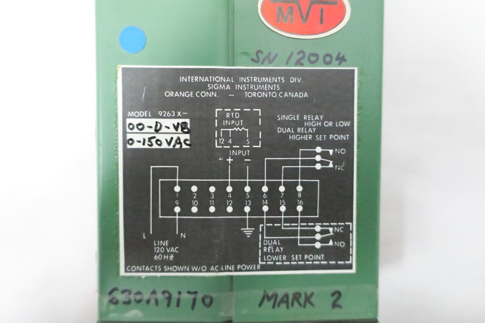 International Instruments 9263X-00-D-VB Panel Meter 0-5kv