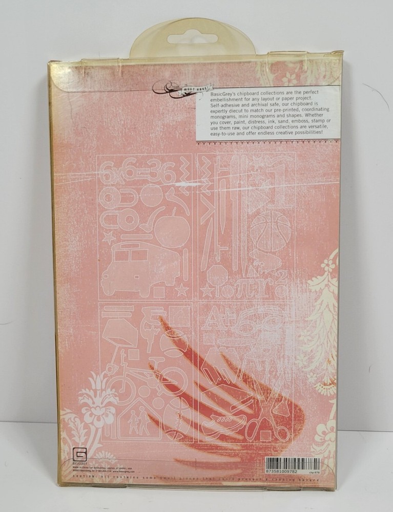 Basic Grey 26 Undressed Chipboard Recess School Bus Apple Locks Scrapbook