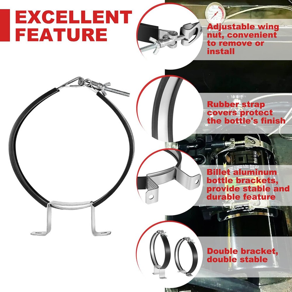 82013 Nitrous Oxide Padded Adjustable Quick Release 10-15 Lb Bottle Bracket Kit