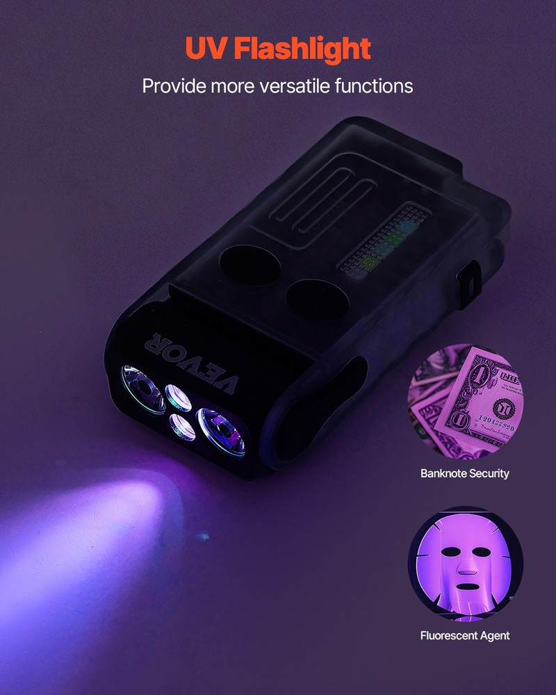 VEVOR Rechargeable Keychain Flashlight Mini LED Flashlight with Clip & Magnetic